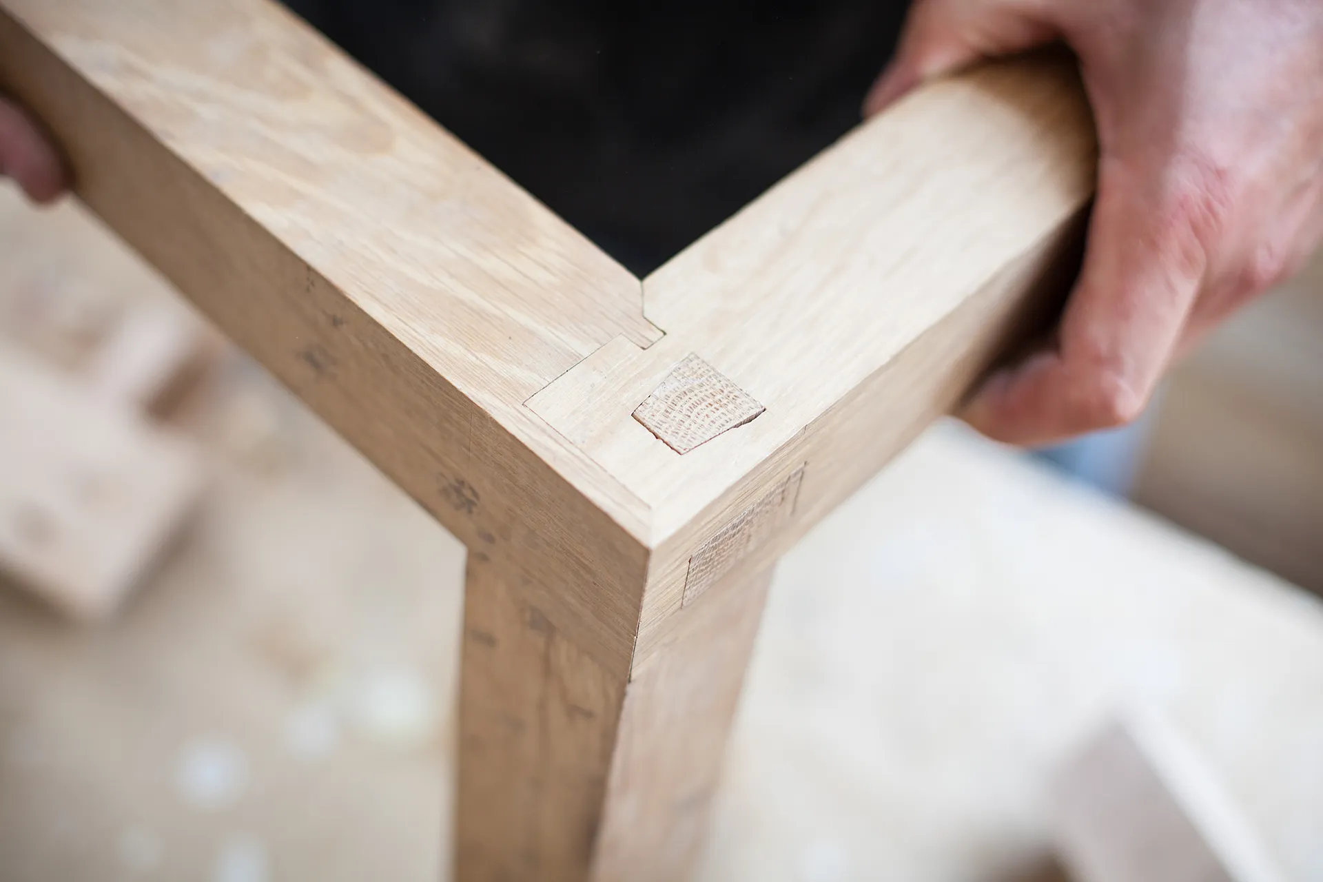 close up of intricate detail of wooden joint